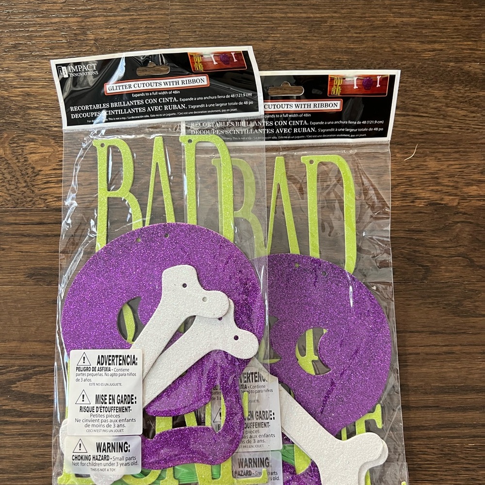 Halloween Glitter Cutouts with Ribbon - Purple and White